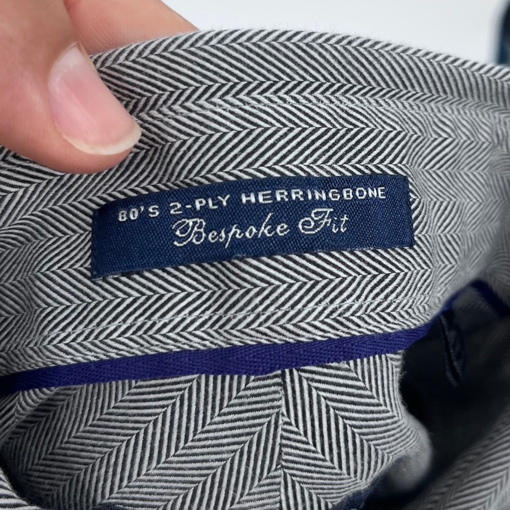 Austin Reed Button Down Shirt Medium Gray‎ Herringbone 80s 2-Ply Bespoke Fit - Picture 7 of 12